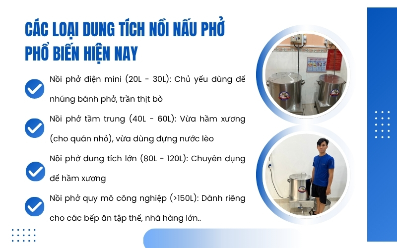 Các loại dung tích nồi nấu phở phổ biến hiện nay