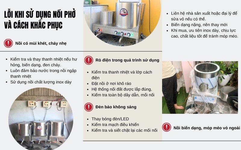 Các lỗi thường gặp khi sử dụng nồi phở và cách khắc phục