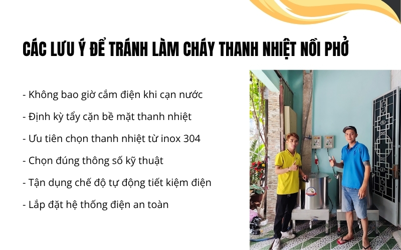 Các lưu ý để tránh làm cháy thanh nhiệt nồi phở