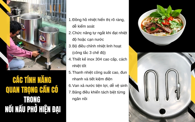 Các tính năng quan trọng cần có trong nồi nấu phở hiện đại