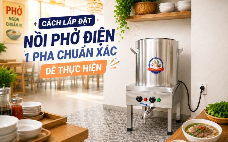 Cách lắp đặt nồi phở điện 1 pha chuẩn xác, dễ thực hiện 
