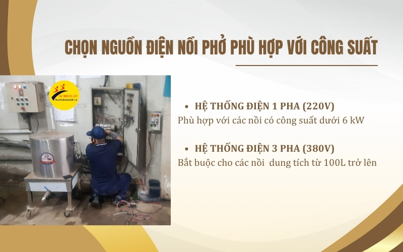 Chọn nguồn điện nồi phở phù hợp với công suất