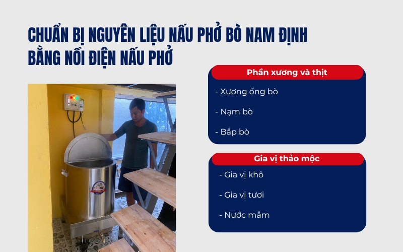 Chuẩn bị nguyên liệu nấu phở bò Nam Định bằng nồi điện nấu phở