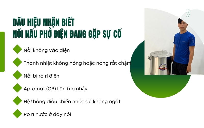 Dấu hiệu nhận biết nồi nấu phở điện đang gặp sự cố