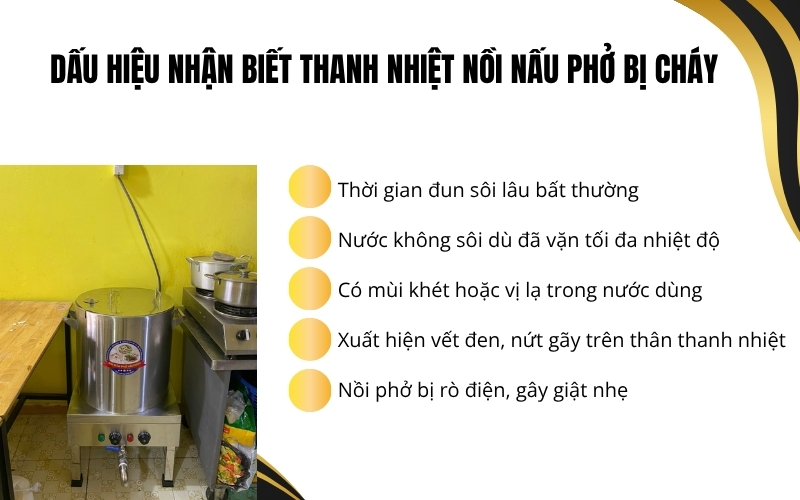 Dấu hiệu nhận biết thanh nhiệt nồi nấu phở bị cháy