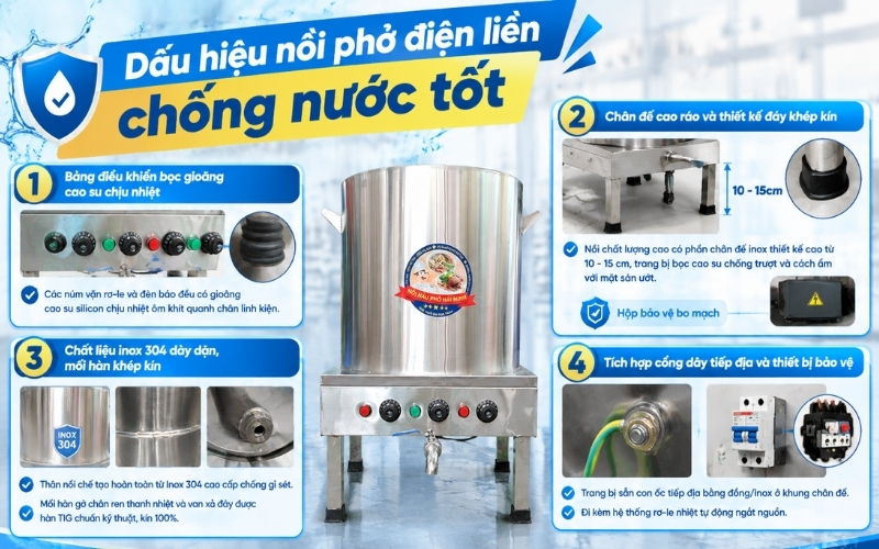 Dấu hiệu nồi phở điện liền chống nước tốt