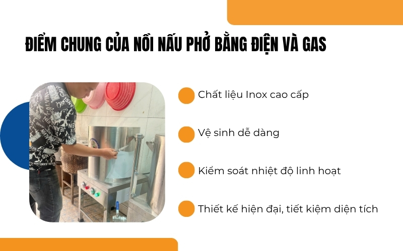 Điểm chung của nồi nấu phở bằng điện và gas