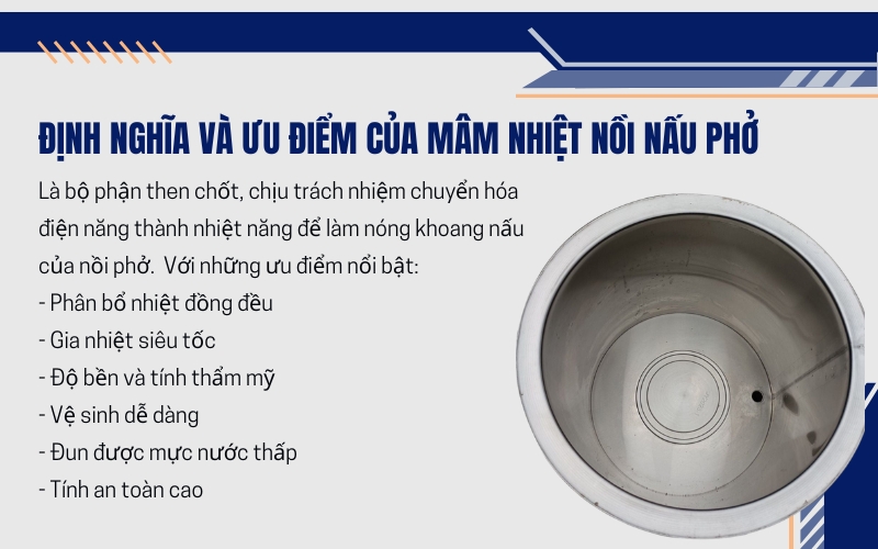 Định nghĩa và ưu điểm của mâm nhiệt nồi nấu phở