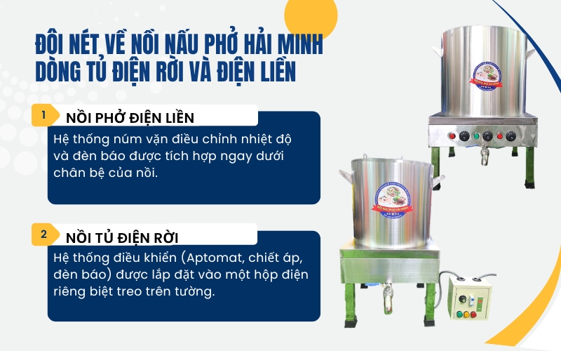 Đôi nét về nồi nấu phở Hải Minh dòng tủ điện rời và điện liền