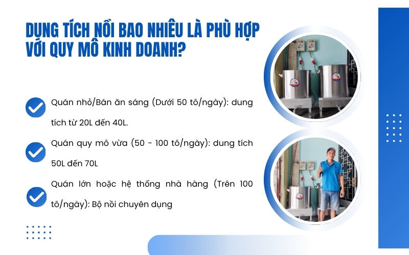 Dung tích nồi bao nhiêu là phù hợp với quy mô kinh doanh?