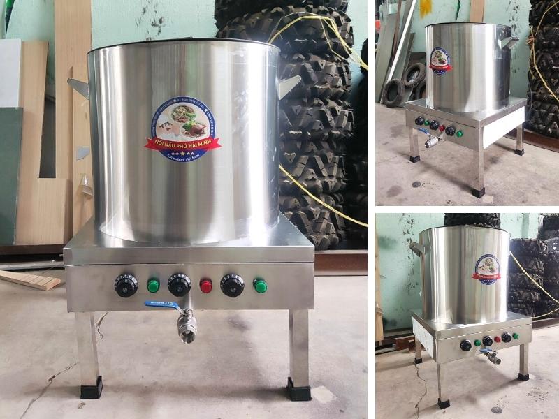 Hình ảnh bàn giao lắp đặt nồi nấu phở điện liền nồi 100 lít cho khách 