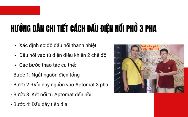Hướng dẫn chi tiết cách đấu điện nồi phở 3 pha