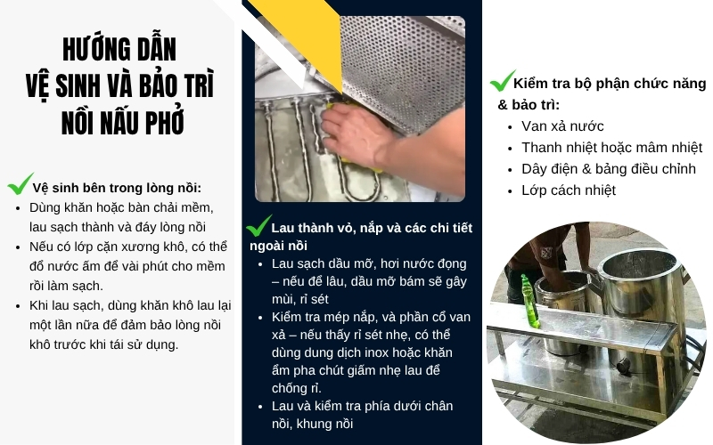 Hướng dẫn vệ sinh và bảo trì nồi nấu phở