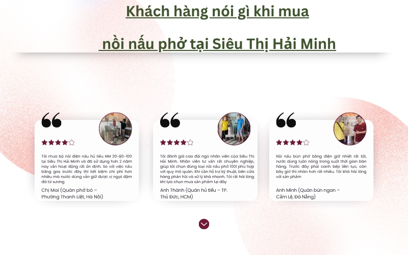 Khách hàng nói gì về nồi nấu phở của Hải Minh?