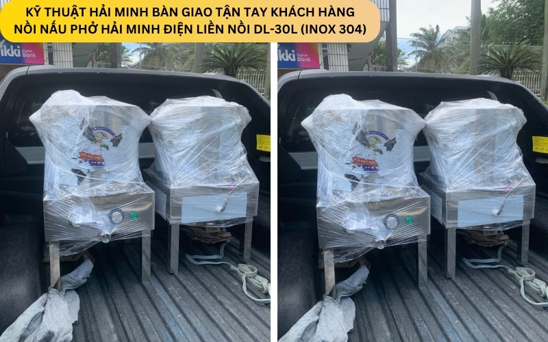 Kỹ thuật Hải Minh bàn giao Nồi nấu phở Hải Minh điện liền nồi DL-30L (inox 304)