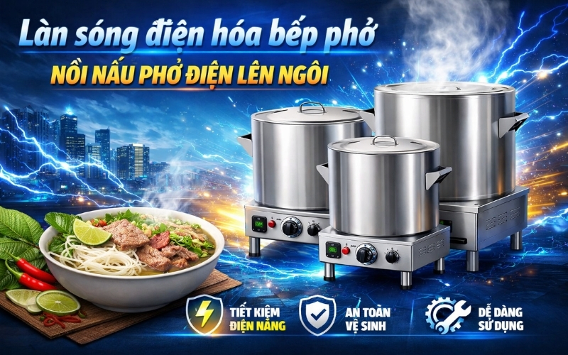 Làn sóng điện hóa bếp phở - Nồi nấu phở điện lên ngôi