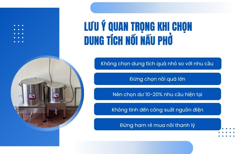 Lưu ý quan trọng khi chọn dung tích nồi nấu phở