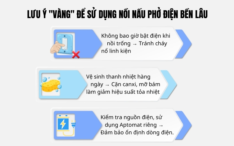 Lưu ý vàng để sử dụng nồi nấu phở điện bền lâu