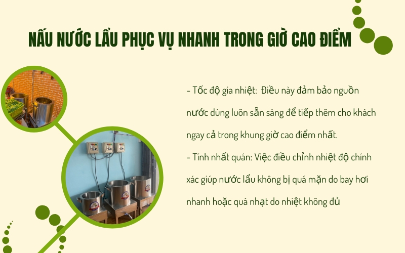 Nấu nước lẩu phục vụ nhanh trong giờ cao điểm