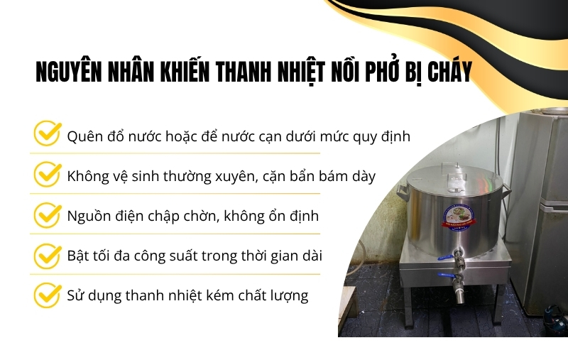 Nguyên nhân khiến thanh nhiệt nồi phở bị cháy