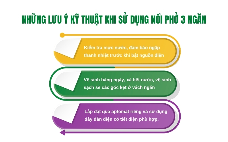 Những lưu ý kỹ thuật khi sử dụng nồi phở 3 ngăn