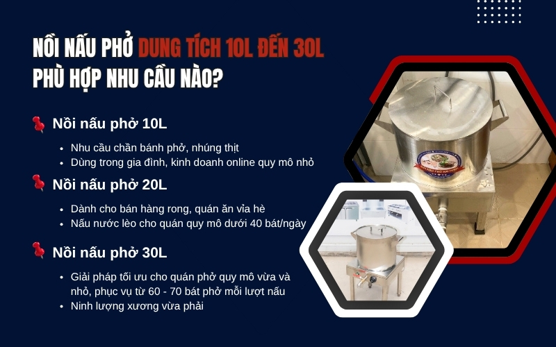 Nồi Nấu Phở Dung Tích 10L Đến 30L Phù Hợp Nhu Cầu Nào
