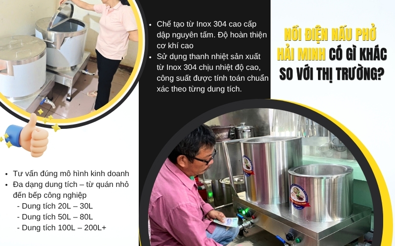 Nồi điện nấu phở Hải Minh có gì khác so với thị trường