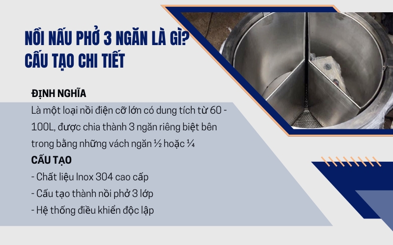 Nồi nấu phở 3 ngăn là gì? Cấu tạo chi tiết