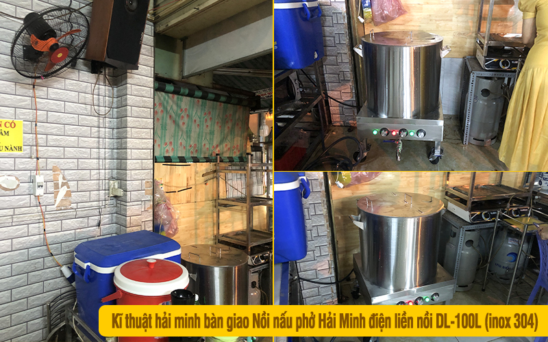 Nồi nấu phở Hải Minh điện liền nồi DL-100L (inox 304)