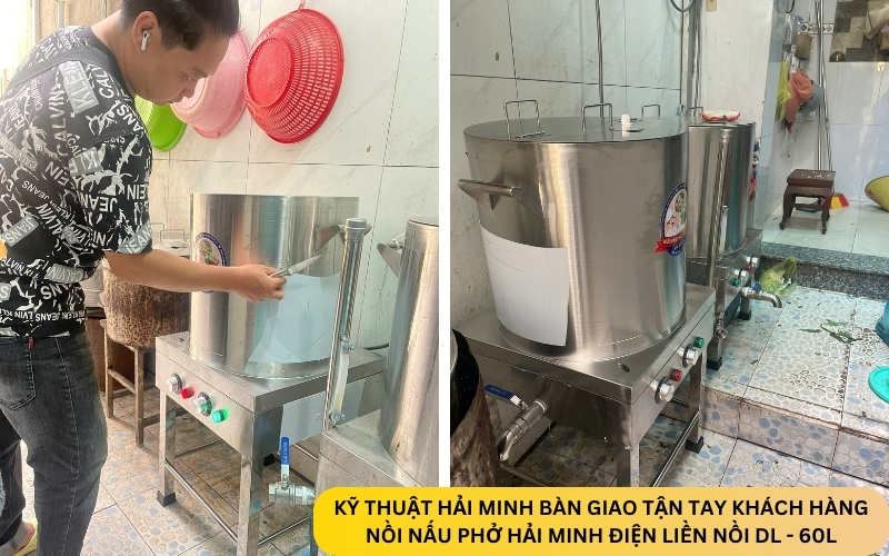 Nồi nấu phở Hải Minh điện liền nồi DL - 60L (inox 304)