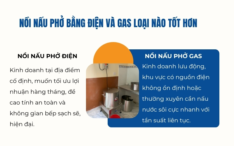 Nồi nấu phở bằng điện và gas loại nào tốt hơn