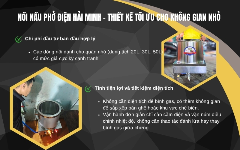 Nồi nấu phở điện Hải Minh – Thiết kế tối ưu cho không gian nhỏ