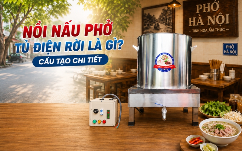 Nồi nấu phở tủ điện rời là gì? Cấu tạo chi tiết