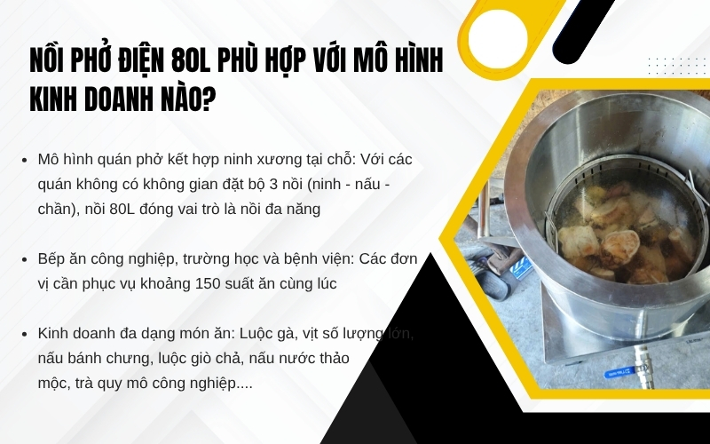 Nồi phở điện 80L phù hợp với mô hình kinh doanh nào