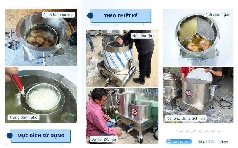 Phân loại nồi nấu phở theo thiết kế và mục đích dùng