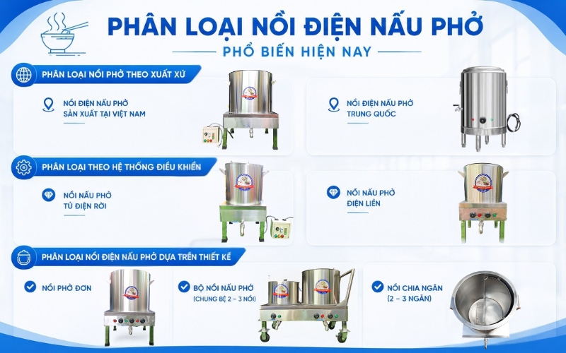 Phân loại nồi điện nấu phở phổ biến hiện nay