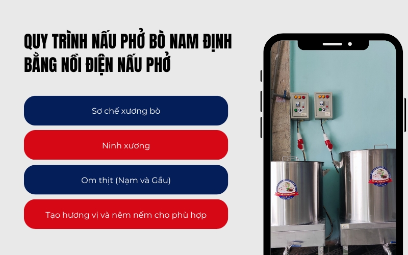 Quy trình nấu phở bò Nam Định bằng nồi điện nấu phở