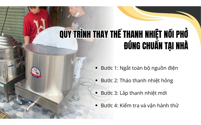 Quy trình thay thế thanh nhiệt nồi phở đúng chuẩn tại nhà