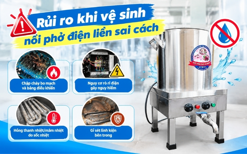 Rủi ro khi vệ sinh nồi phở điện liền sai cách