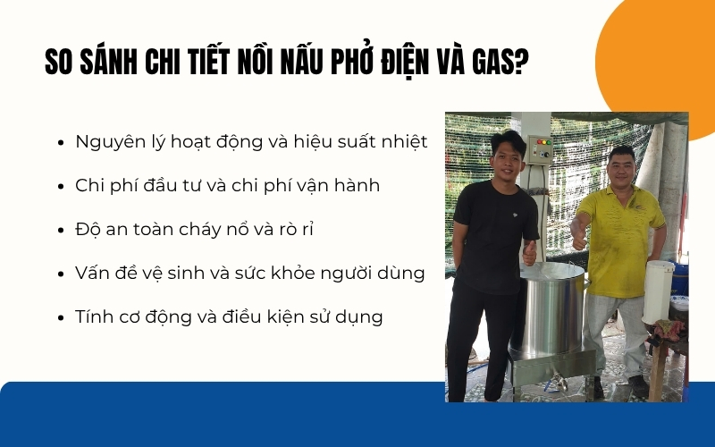 So sánh chi tiết nồi nấu phở điện và gas?