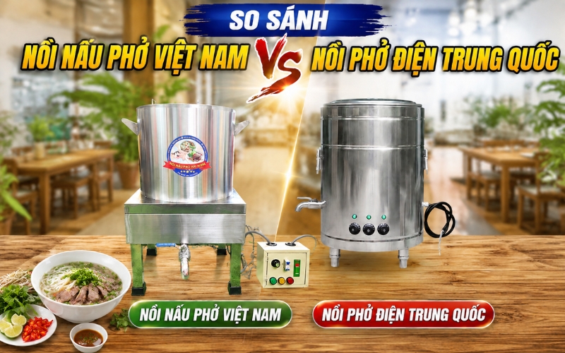 So sánh nồi nấu phở Việt Nam và nồi phở điện Trung Quốc