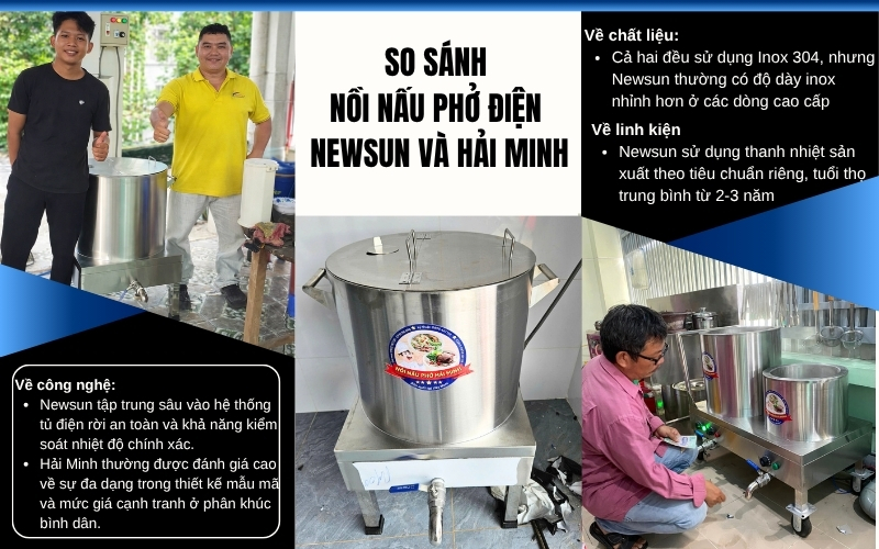 So sánh nồi nấu phở điện Newsun và Hải Minh
