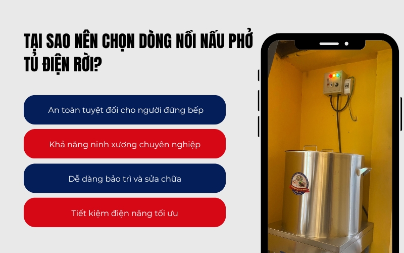 Tại sao nên chọn dòng nồi nấu phở tủ điện rời?