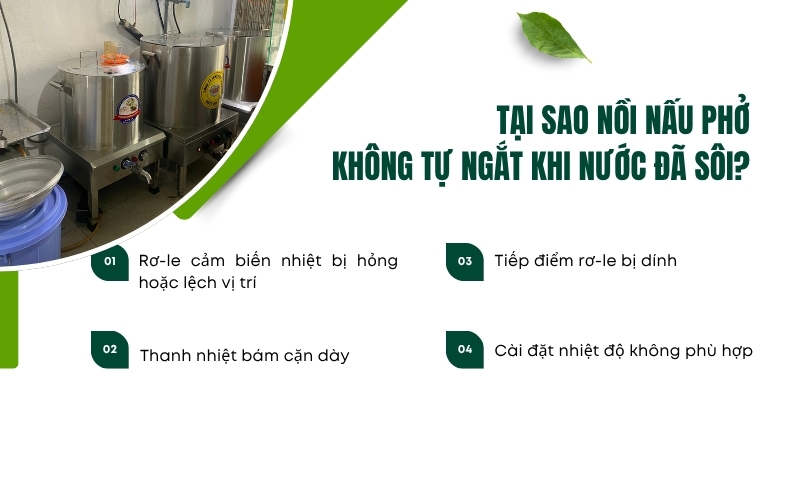 Tại sao nồi nấu phở không tự ngắt khi nước đã sôi?