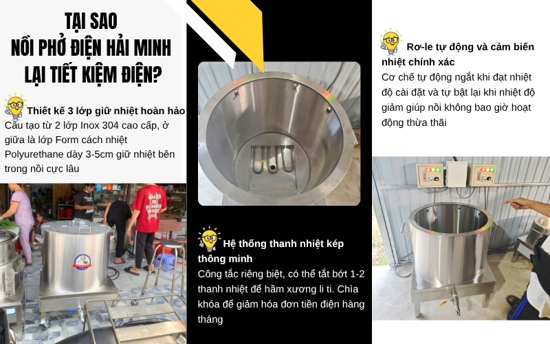 Tại sao nồi phở điện Hải Minh lại tiết kiệm điện
