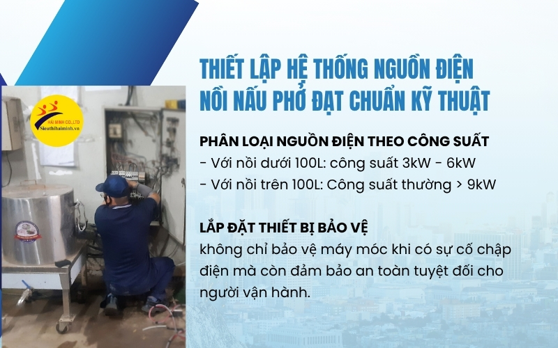 Thiết lập hệ thống nguồn điện nồi nấu phở đạt chuẩn kỹ thuật