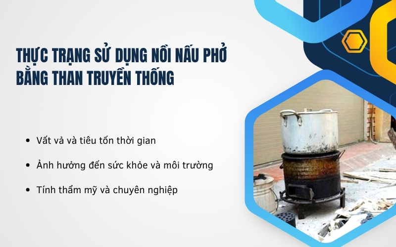 Thực trạng sử dụng nồi nấu phở bằng than truyền thống