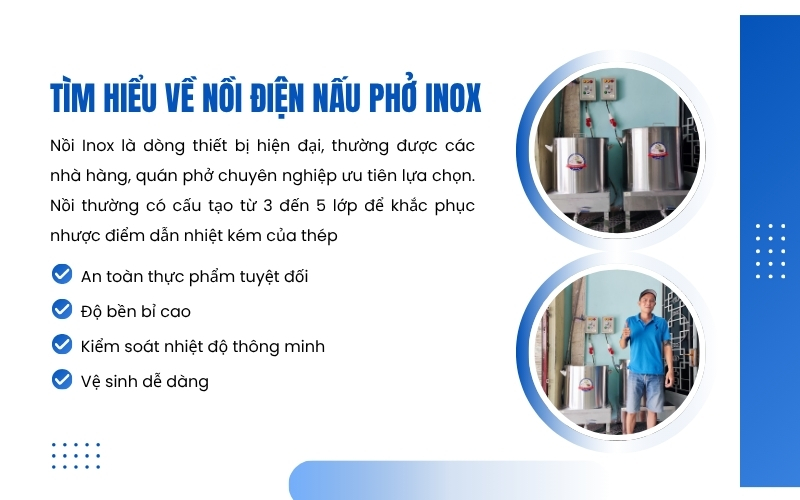 Tìm hiểu về nồi điện nấu phở Inox