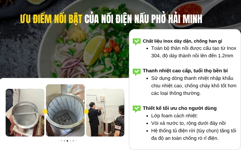 Ưu điểm nổi bật của nồi điện nấu phở Hải Minh