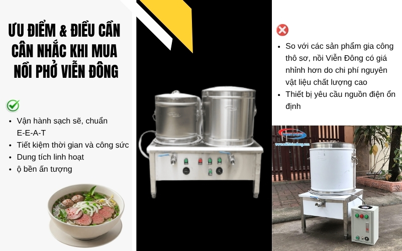 Ưu điểm vượt trội và điều cần cân nhắc khi mua nồi phở Viễn Đông